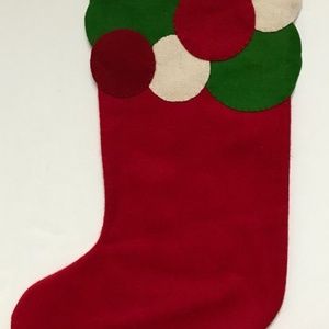 TAG/TAG2U/TAGLTD WHIMSY DOT FELT CHRISTMAS STOCKING- RED/WHITE/GREEN- NWOT
